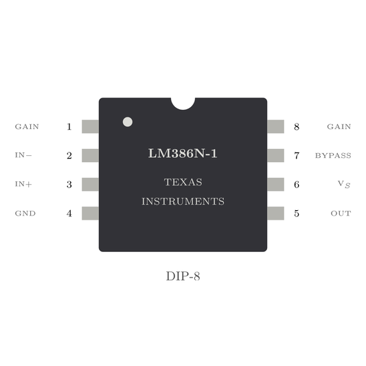 Texas Instruments LM386N-1 — Audio-Verstärker 325 mW (DIP-8)