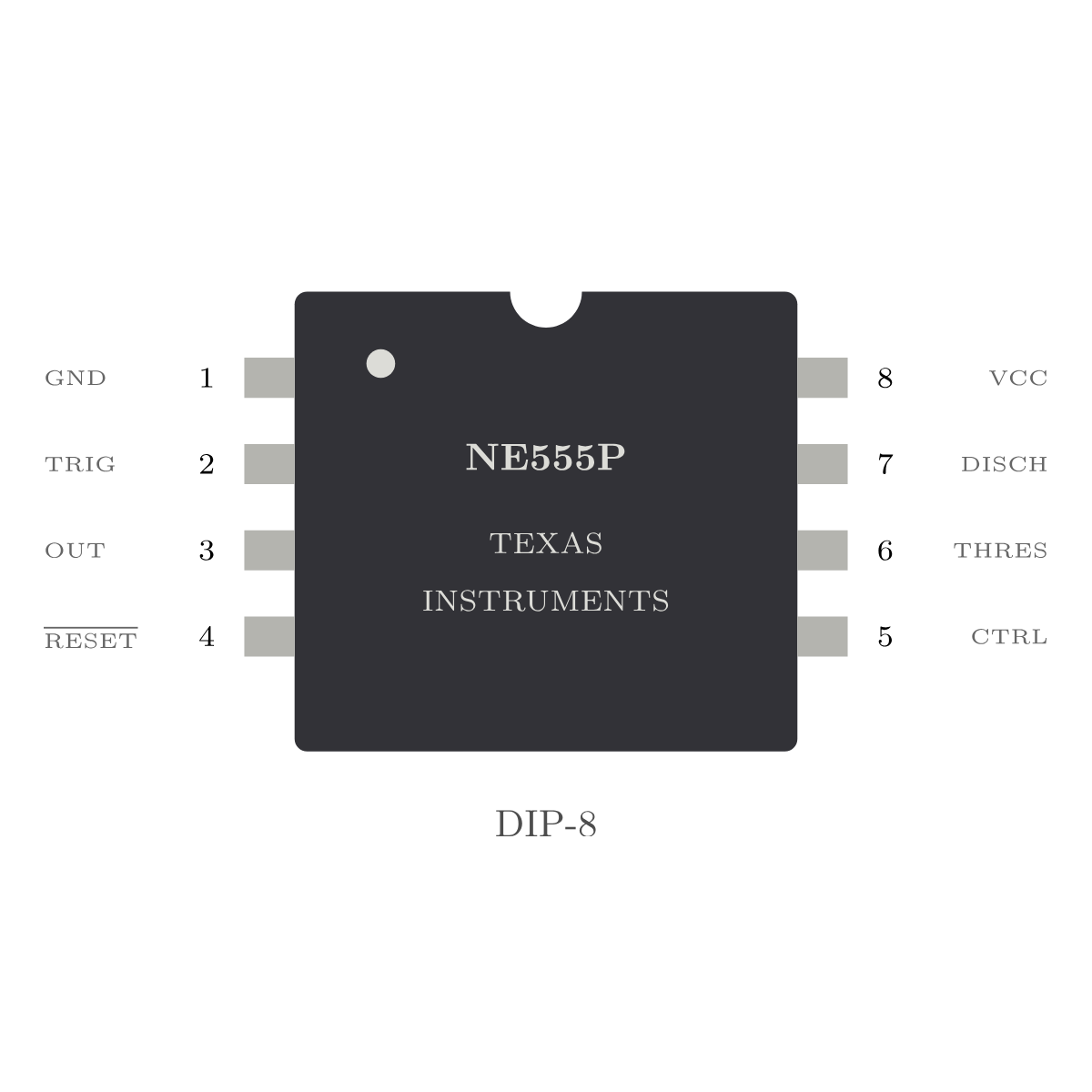 Texas Instruments NE555P — Timer IC (DIP-8)
