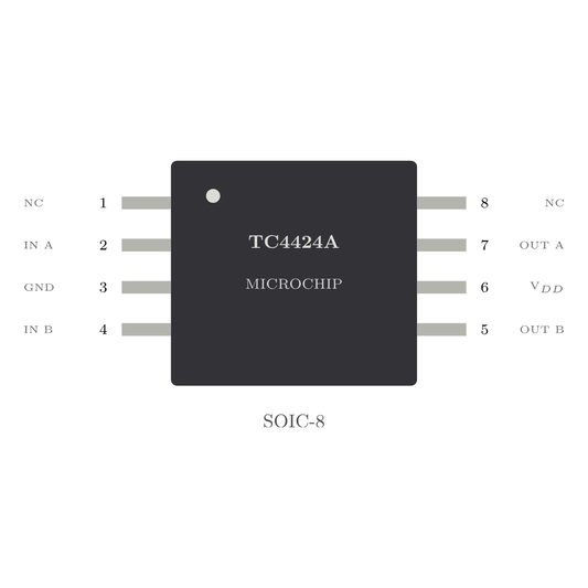 TC4424AVOA713 - Dual 3A MOSFET Gate Driver (SO-8)